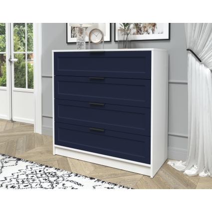 Kомод Тренд КТ-К100 (Белый ЛДСП/ Индиго ЛМДФ) Ш1000 В1020 Г451 Kомод Тренд КТ-К100 (Белый ЛДСП/ Индиго ЛМДФ) Ш1000 В1020 Г451